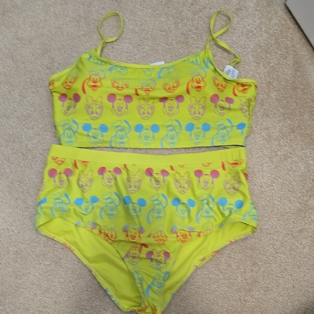 Disney Women's Swimwear - Vibrant Yellow with Mickey Mouse Print